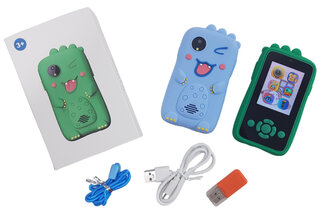 Смартфон "KidPhone Dino" з камерою та іграми (синій/зелений) в коробці р.14*9*4см