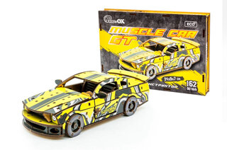 Дерев'яний 3D конструктор "Muscle Car" Puz-00638 162 дет., жовтий колір р. моделі 24*9*7 см PuzzleOk