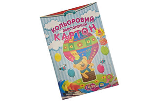 Картон кольоровий двосторонній А4 (преміум) 8 кольорів,10 аркушів "Рюкзачок"