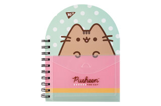 Блокнот YES В6 100 арк. спіраль з пласт. кишенею "Pusheen" крапка